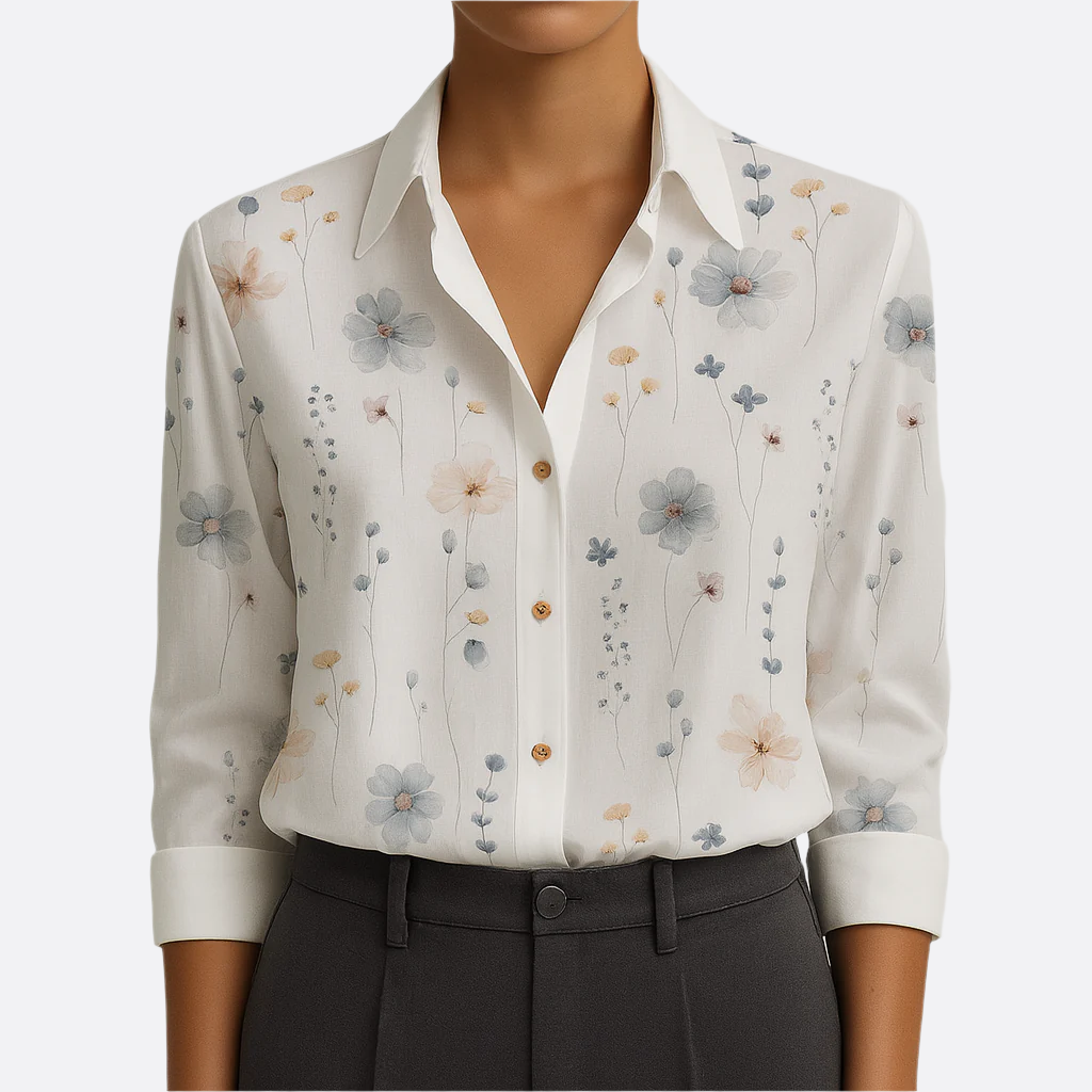 Damen - Bluse mit Blumenmuster - Polyester - Leicht & Stylisch - Ideal für den Frühling - Trendy und Bequem