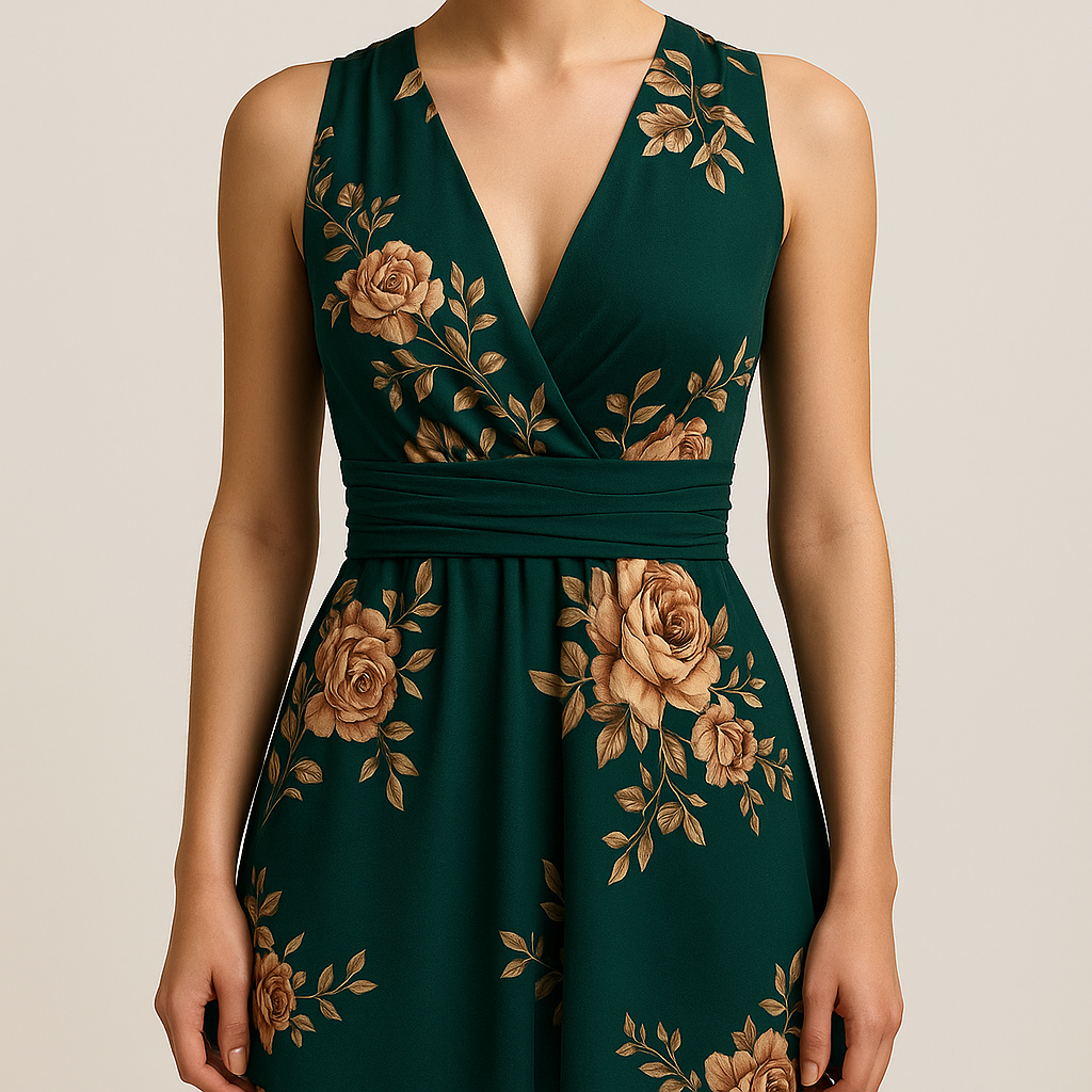 Damen - Floral Playsuit - Atmungsaktivem Polyester - V-Ausschnitt, Rückenfrei - Ideal für Partys und Freizeit