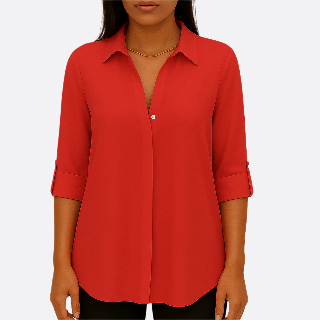 Damen - Langärmelige Bluse - Weicher Stoff - Klassisches Hemd für jeden Anlass, zeitloser Stil