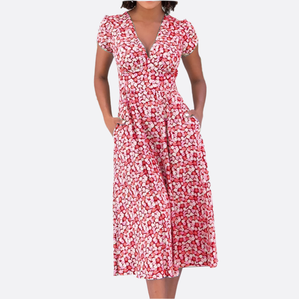 Damen - Midikleid mit Knopfleiste - Hochwertiger Stoff - Bequem und stilvoll für den Alltagslook