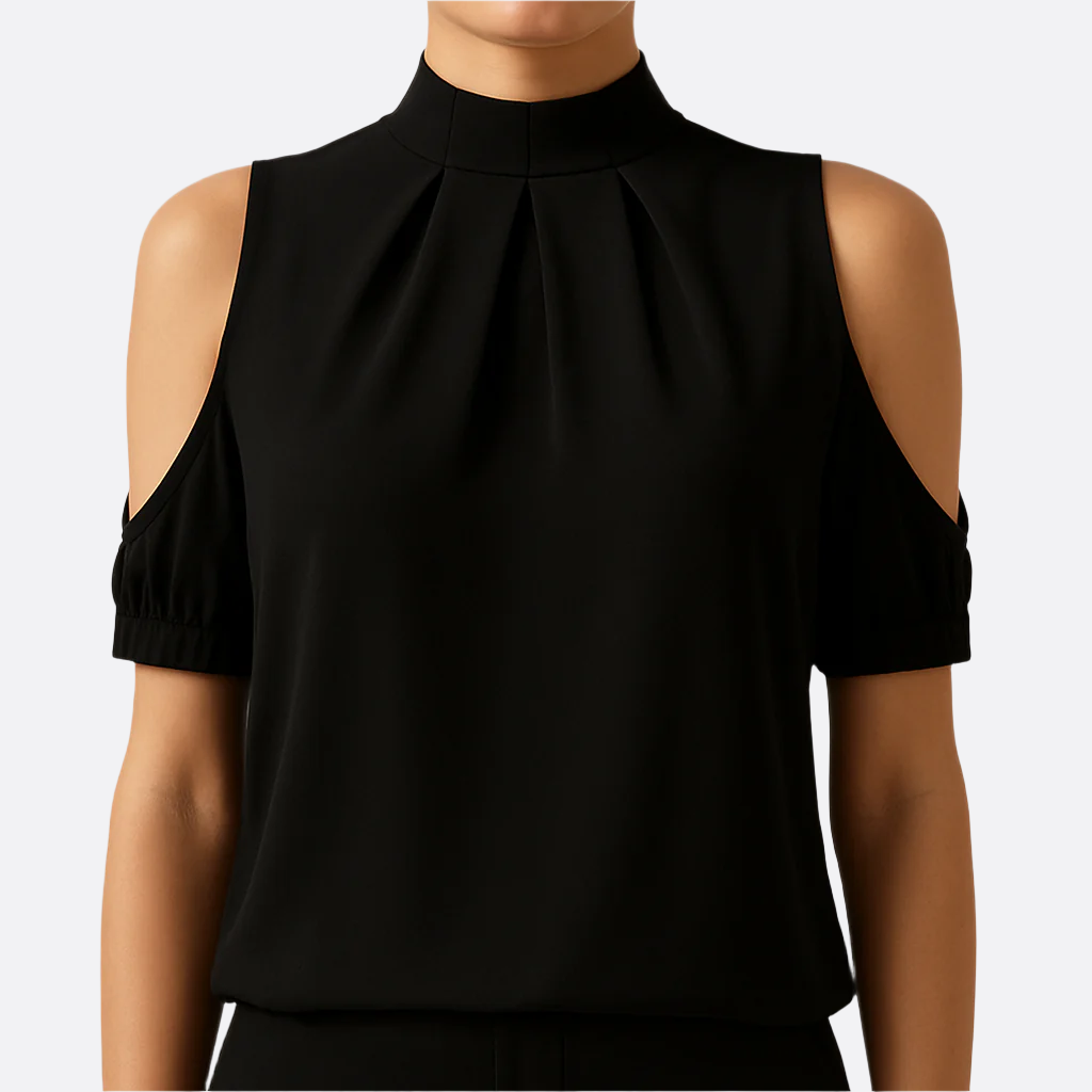Damen - Plissee-Bluse - geteilte Ärmel - Atmungsaktive Material - Leichtes Freizeit-Top für stilvolle Outfits