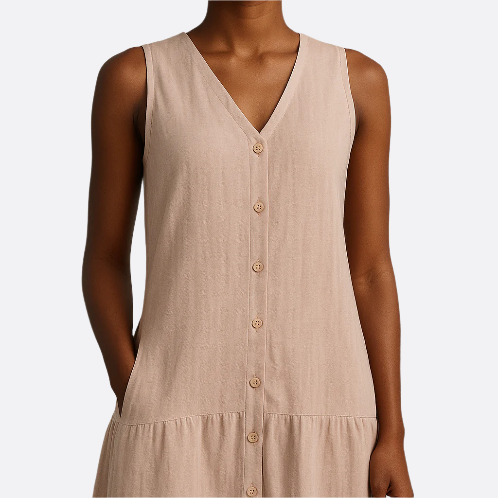 Damen - Sommerkleid - Atmungsaktives Gewebe - Minimalistisches Design - Lässiges, elegantes Kleid für jeden Anlass