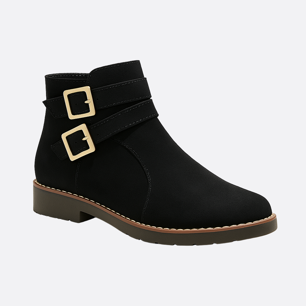 Damen - Stiefeletten - Kunstleder - Doppelschnalle - Modische und Bequeme Schuhe für Jeden Anlass