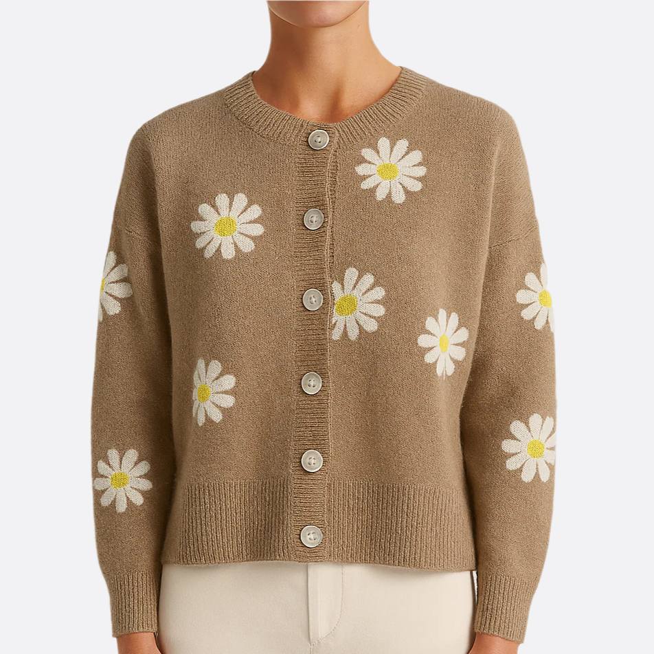 Damen - Strickpullover - Weiche strick - Floral mit langen Ärmeln - Bequemer und stilvoller Pullover für jeden Anlass