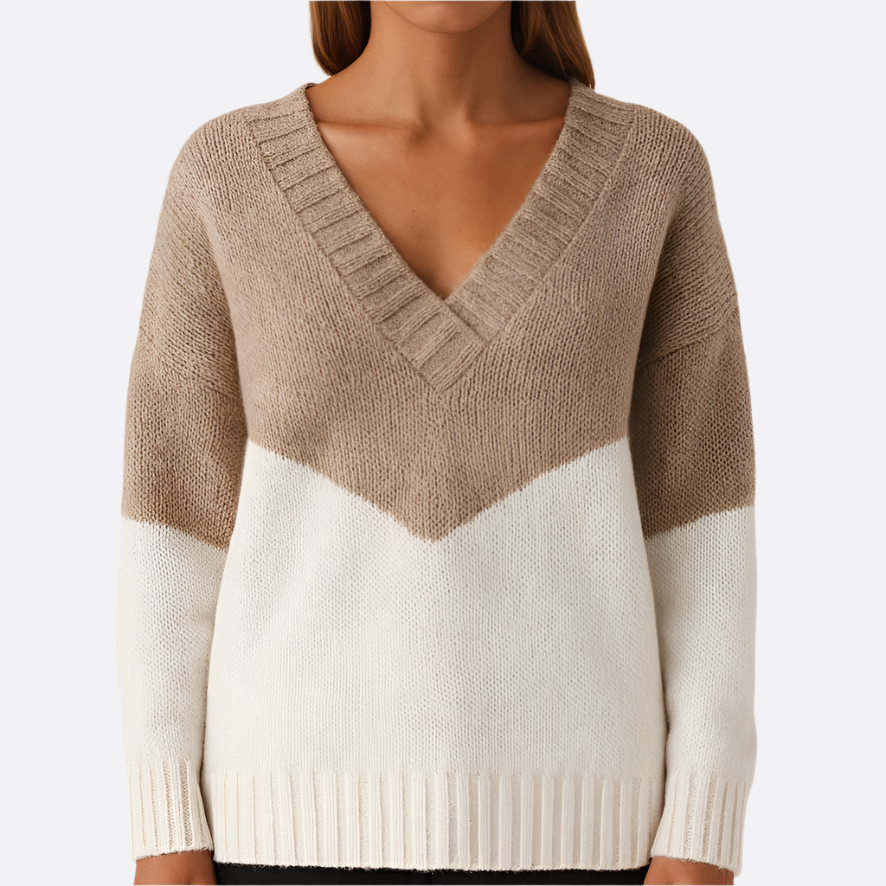 Damen - Strickpullover mit V-Ausschnitt - Weicher Stoff - Ultimativen Komfort - Ideal für jede Gelegenheit