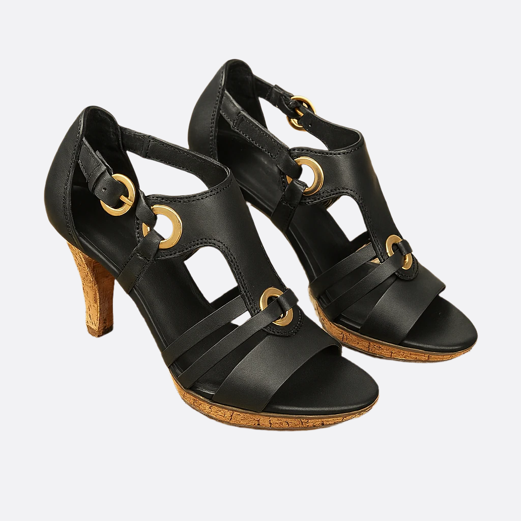 Damen - Stylische Komfort Absatz Sandalen - Weiches Material - Schicke Schuhe für jeden Tag