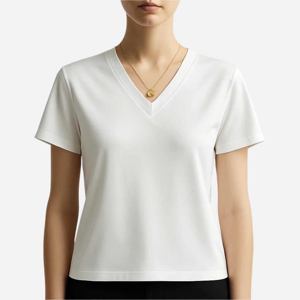 Damen - T-Shirt - Hochwertiges Seiden - Luxuriöse Weichheit & Zeitloser Stil für Elegante Anlässe