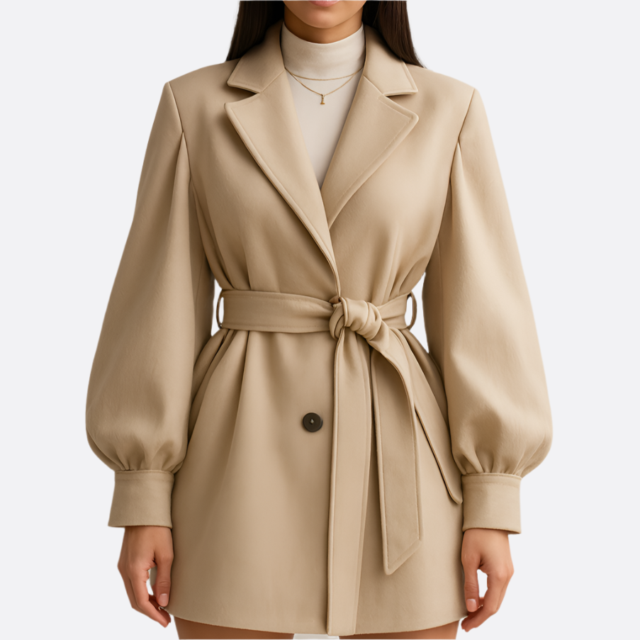 Damen - Trenchcoat mit Gürtel - Hochwertigem Material - Eleganter Stil - Perfekt für jeden Anlass