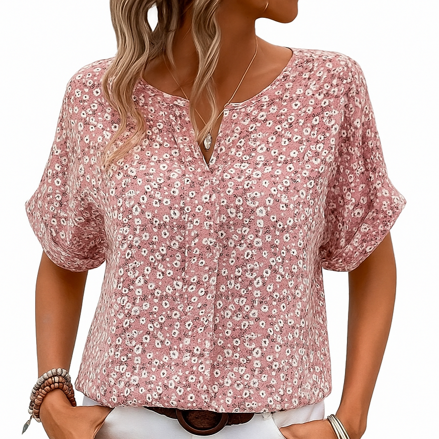 Damen - Vintage Bluse - Baumwoll-Polyester - Blumendruck - Eleganter Stil für jeden Anlass