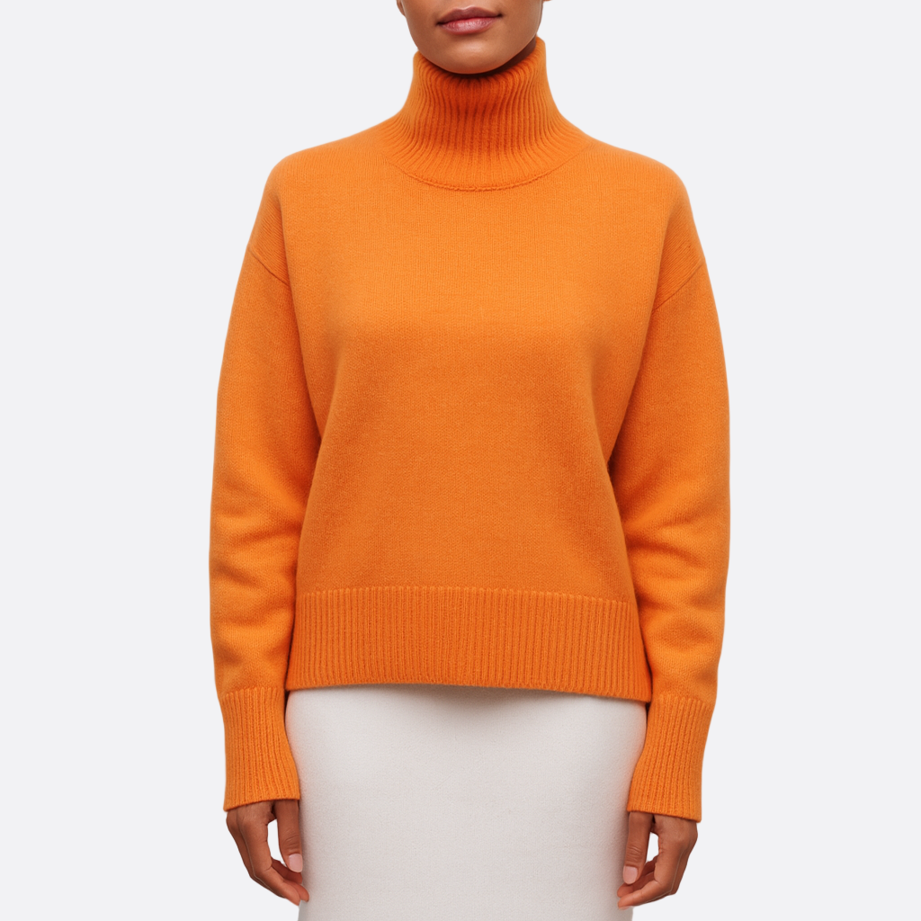 Damen - Weicher Rollkragenpullover - Hochwertiger Baumwolle - Gemütliche Strickwaren - Ideal für kühle Tage