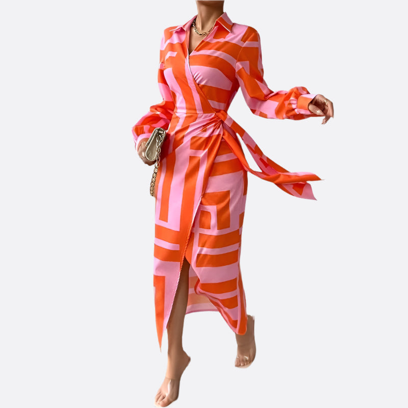 Damen - Wickelkleid - Bedruckter Stoff - Elegantes Sommerkleid für jeden Anlass
