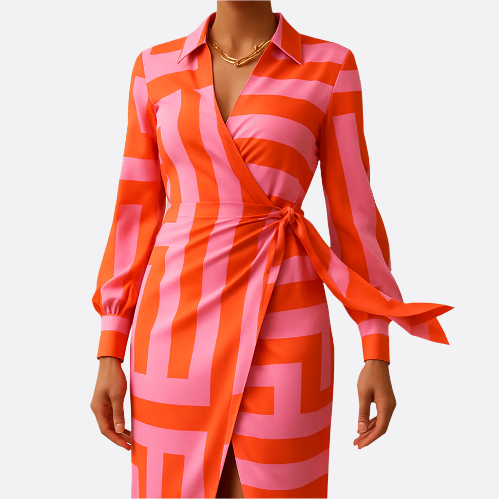 Damen - Wickelkleid - Bedruckter Stoff - Elegantes Sommerkleid für jeden Anlass