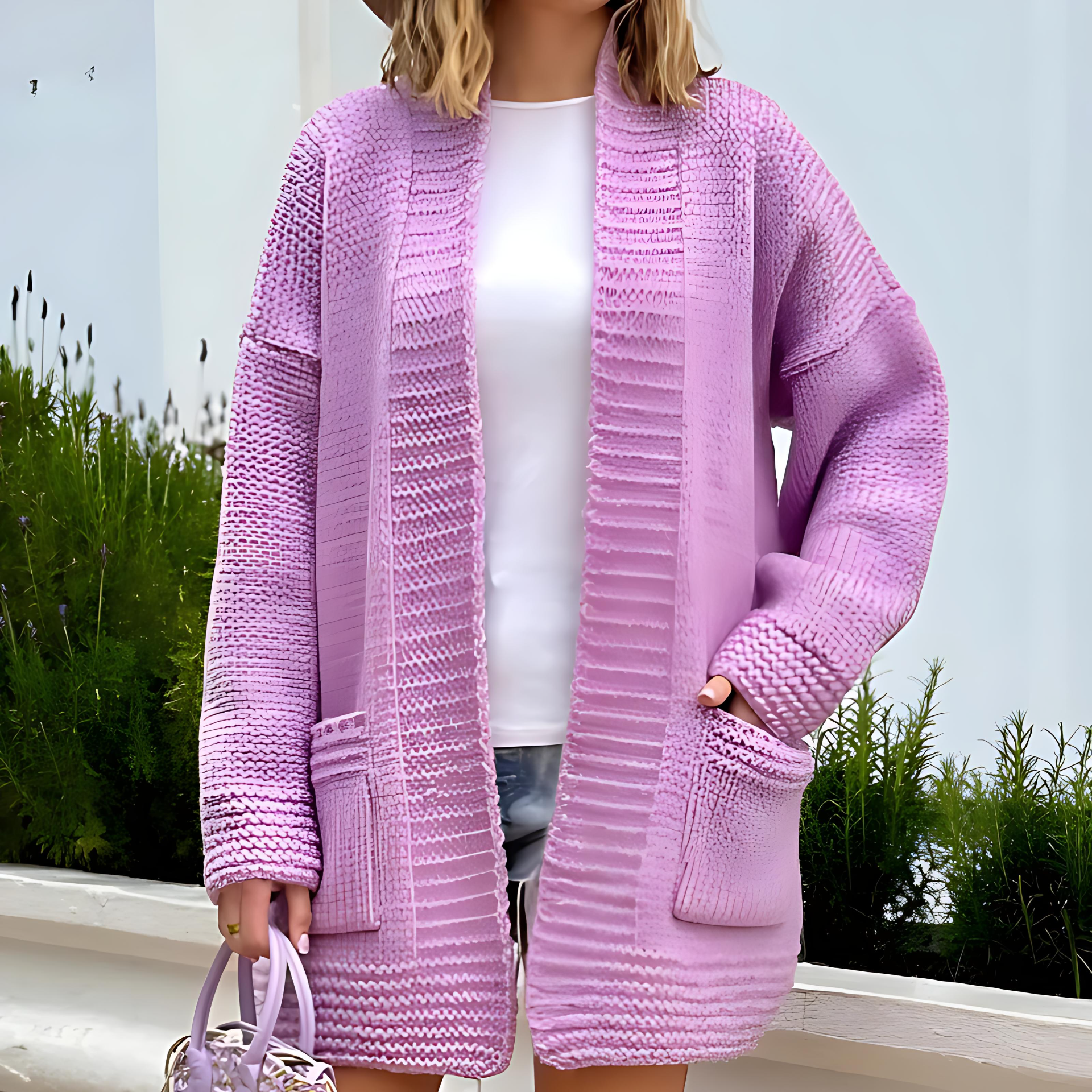 Damen - Übergröße Strickcardigan - Rippenstrick - Stilvoller Begleiter für kühle Tage