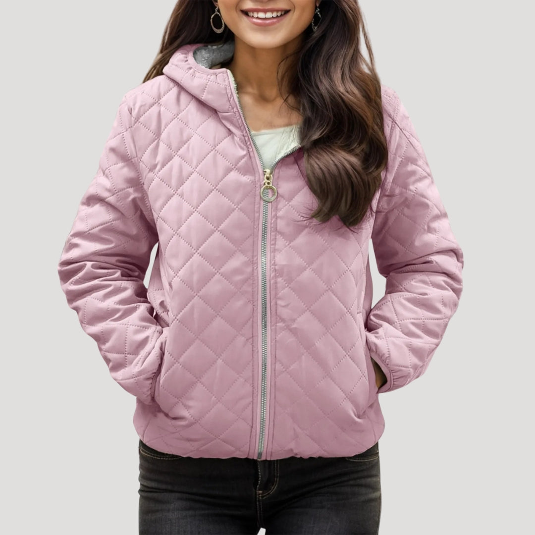 Damen - Stylische gesteppte Pufferjacke - Kapuze - Warm, Bequem und Trendy für den Winter