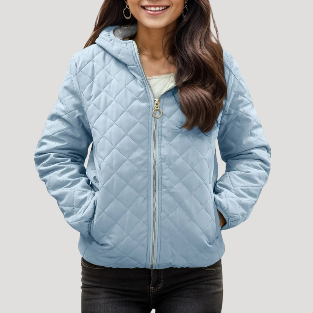 Damen - Stylische gesteppte Pufferjacke - Kapuze - Warm, Bequem und Trendy für den Winter