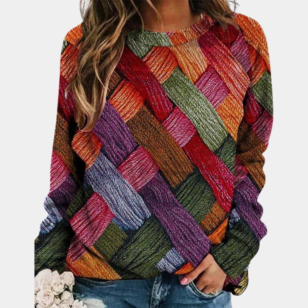 Damen - Bunter Strickpullover - Weichem Material - Lässige Passform - Bequeme Mode für jeden Anlass