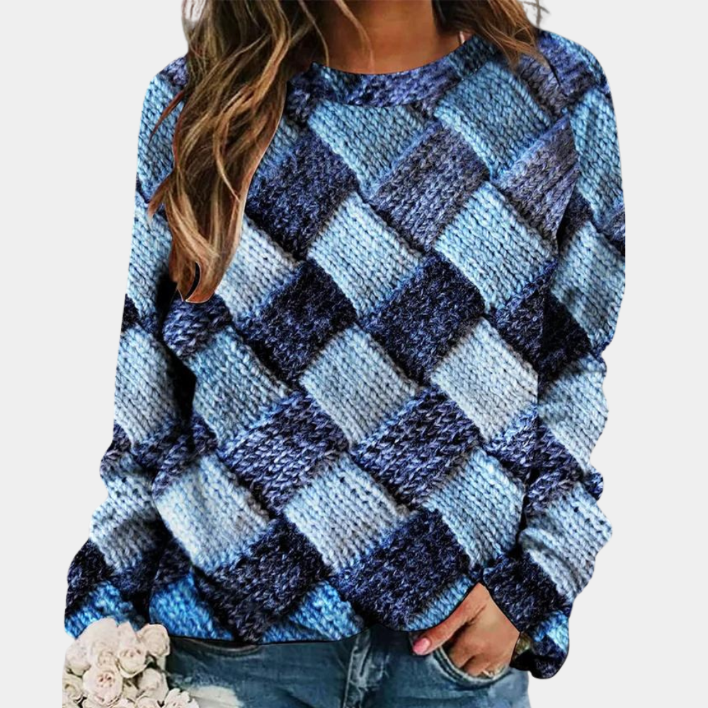 Damen - Bunter Strickpullover - Weichem Material - Lässige Passform - Bequeme Mode für jeden Anlass