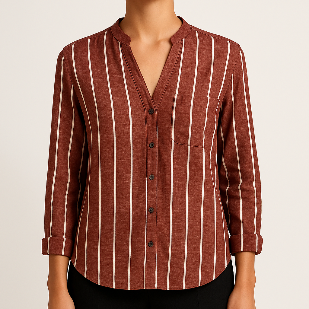 Damen - Elegante Streifenbluse - Leichtes Gewebe - Stylisches Top für jeden Anlass