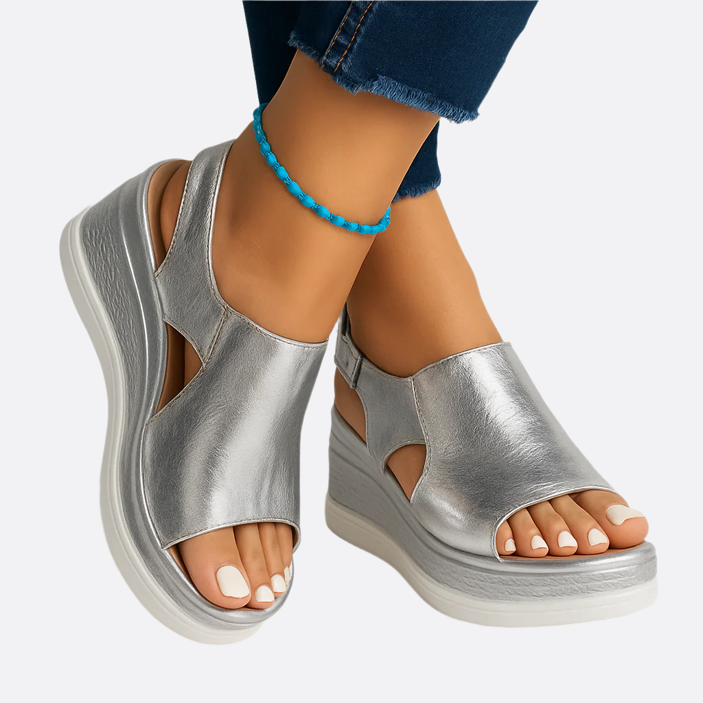 Damen - Sandalen - Hochwertiges Material - Metallisches Design - Bequeme Freizeit-Sandalen für stilvolle Sommerlooks