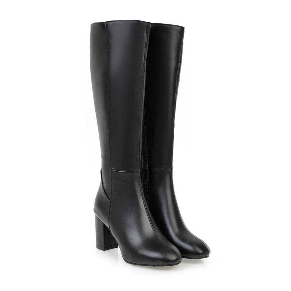 Damen - Kniehohe Stiefel - Blockabsatz - Elegante und bequeme Stiefel für jeden Anlass