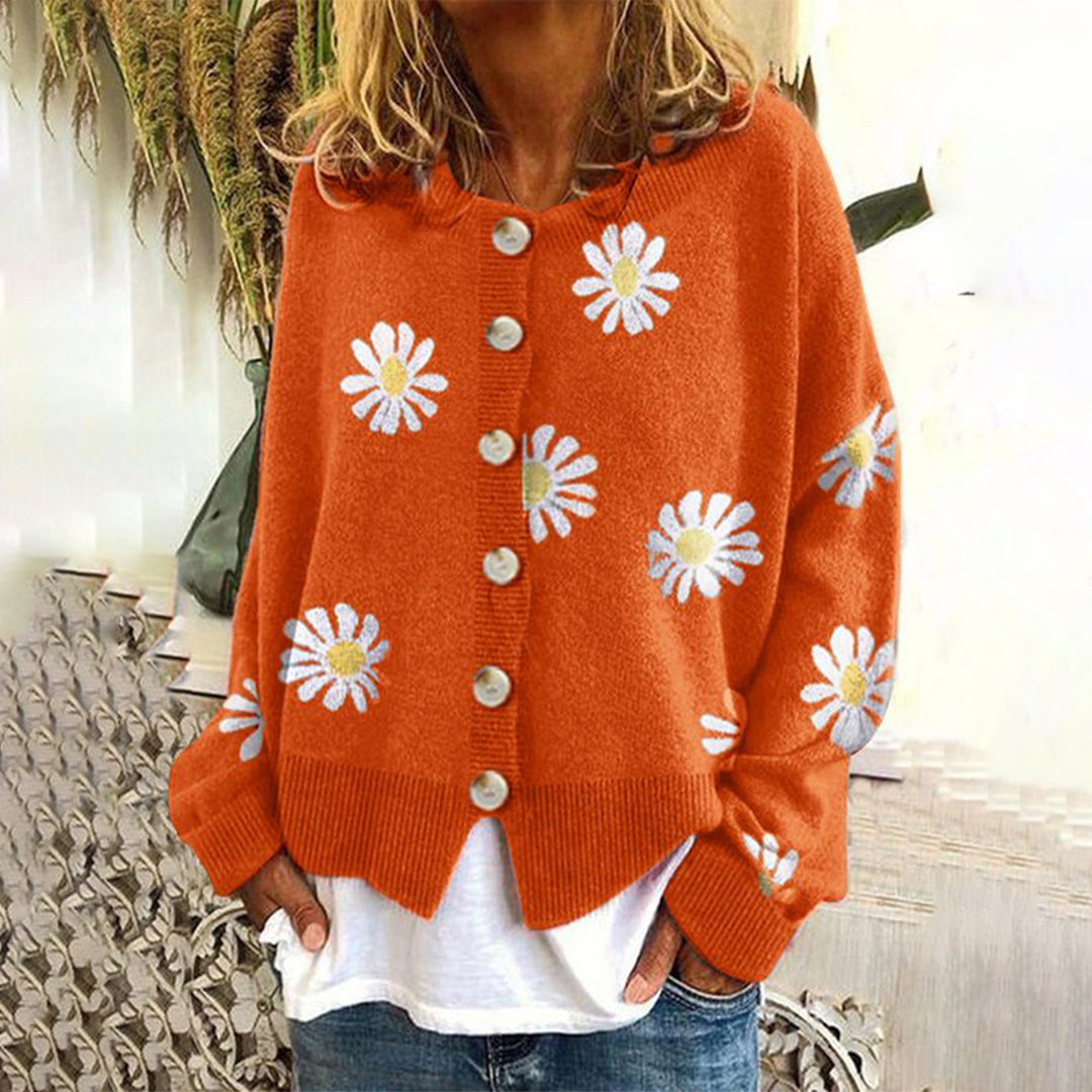 Damen - Strickpullover - Weiche strick - Floral mit langen Ärmeln - Bequemer und stilvoller Pullover für jeden Anlass