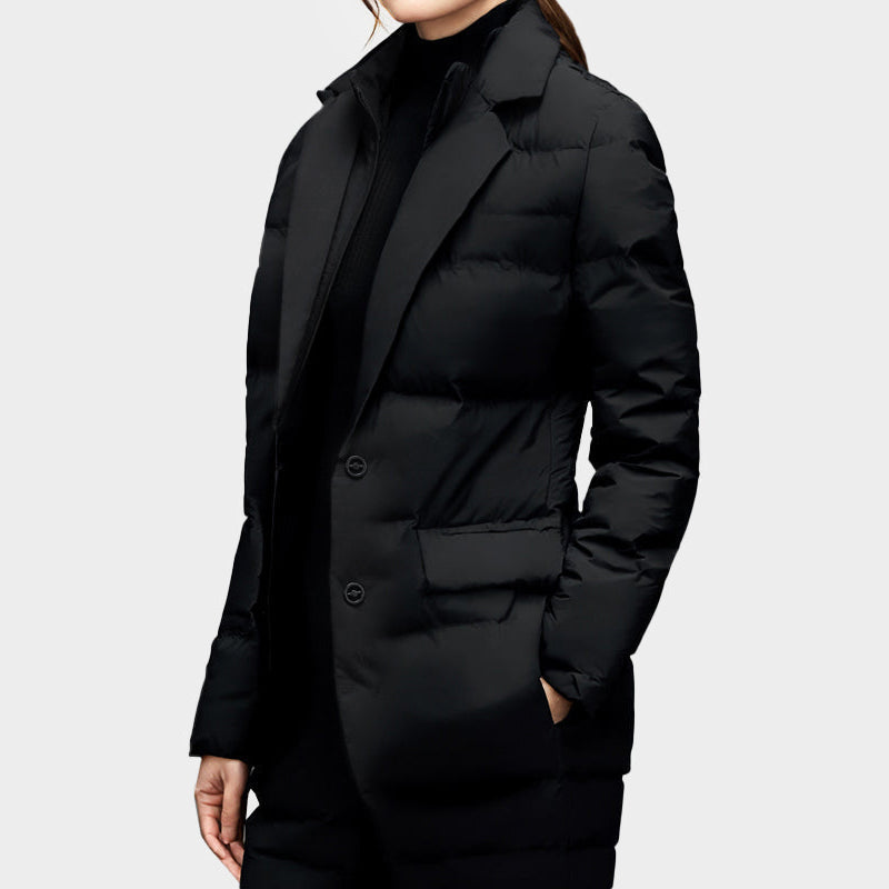 Damen - Puffer Blazer Jacke - Stil mit gekerbtem Revers - Modische und warme Übergangsjacke