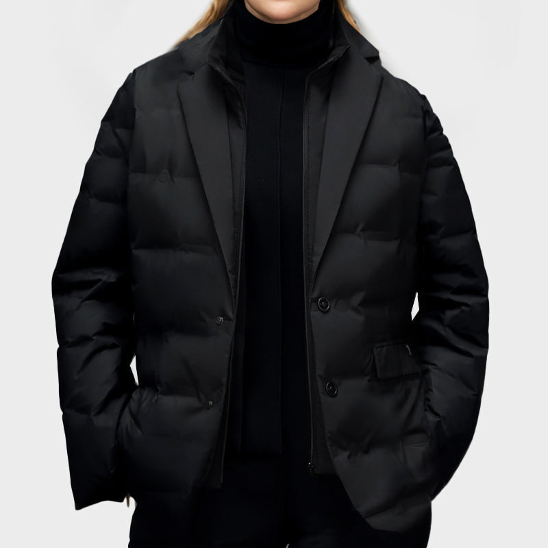 Damen - Puffer Blazer Jacke - Stil mit gekerbtem Revers - Modische und warme Übergangsjacke