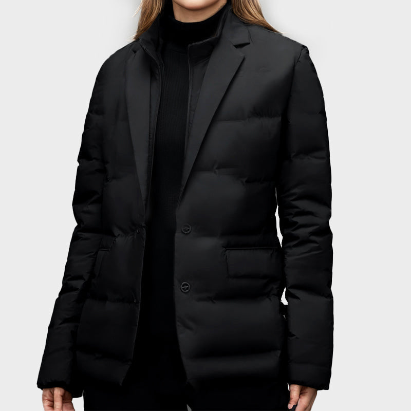Damen - Puffer Blazer Jacke - Stil mit gekerbtem Revers - Modische und warme Übergangsjacke