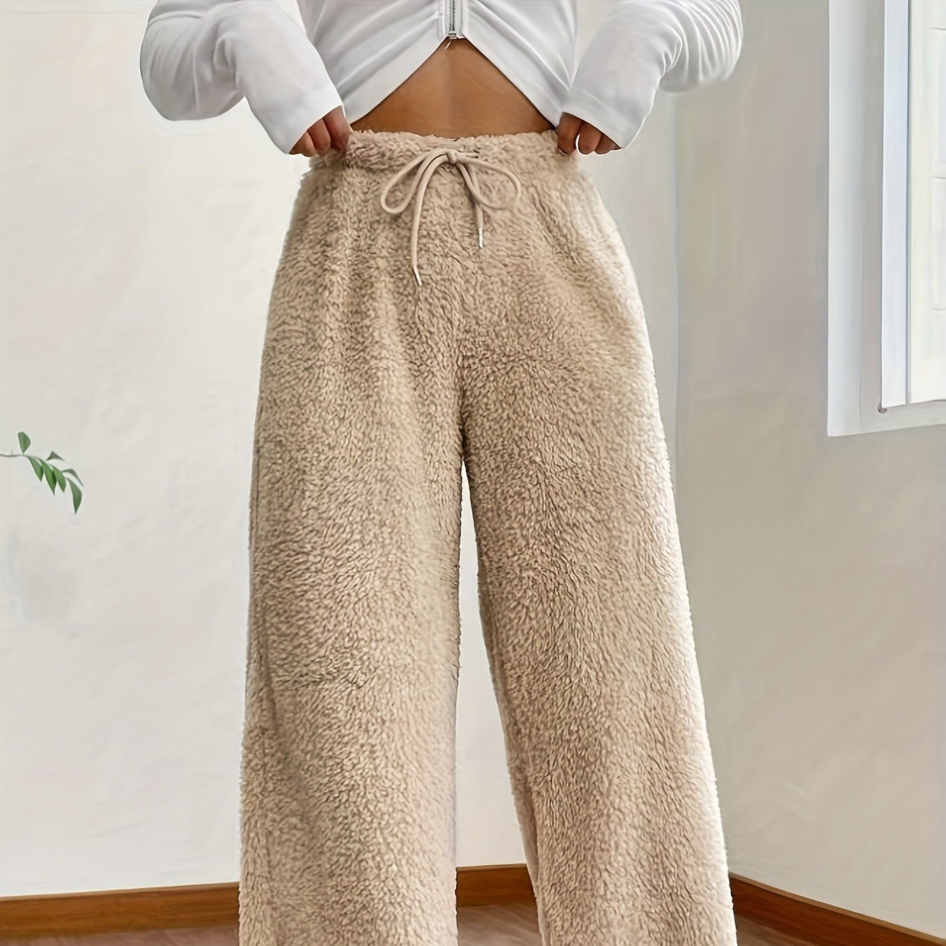 Damen - Teddy Sherpa Hose - Weich und Gemütlich - Perfekt für Zuhause