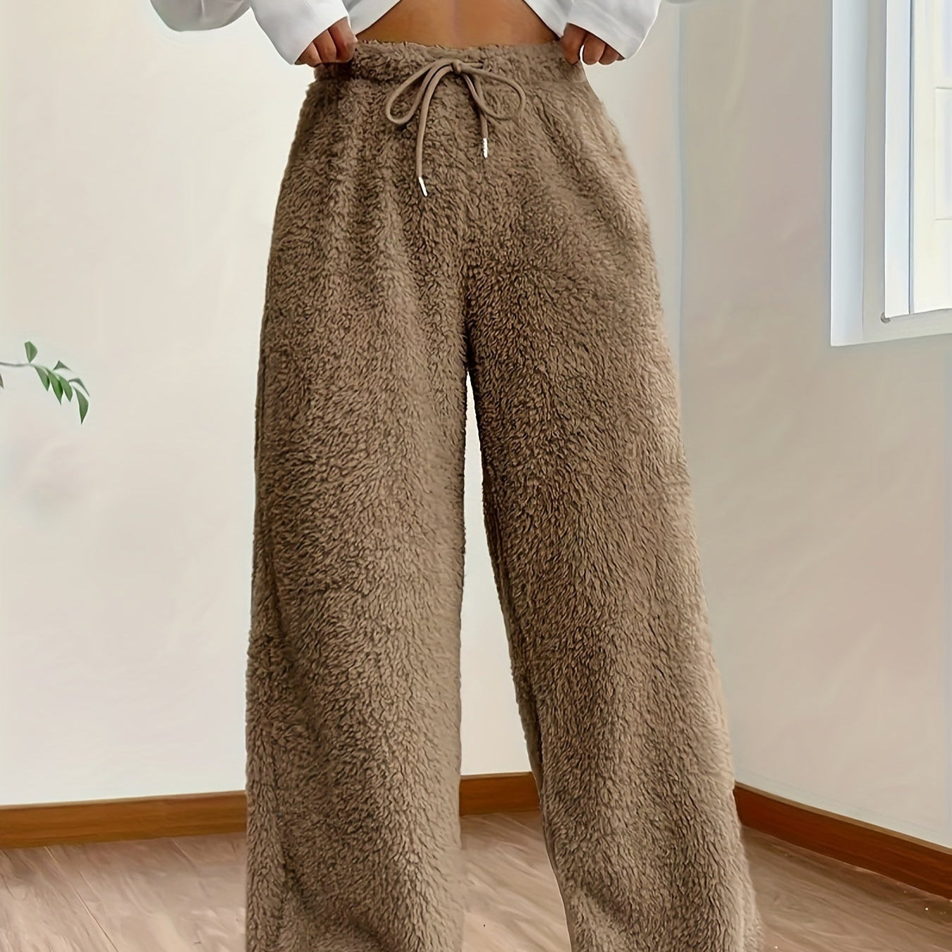 Damen - Teddy Sherpa Hose - Weich und Gemütlich - Perfekt für Zuhause