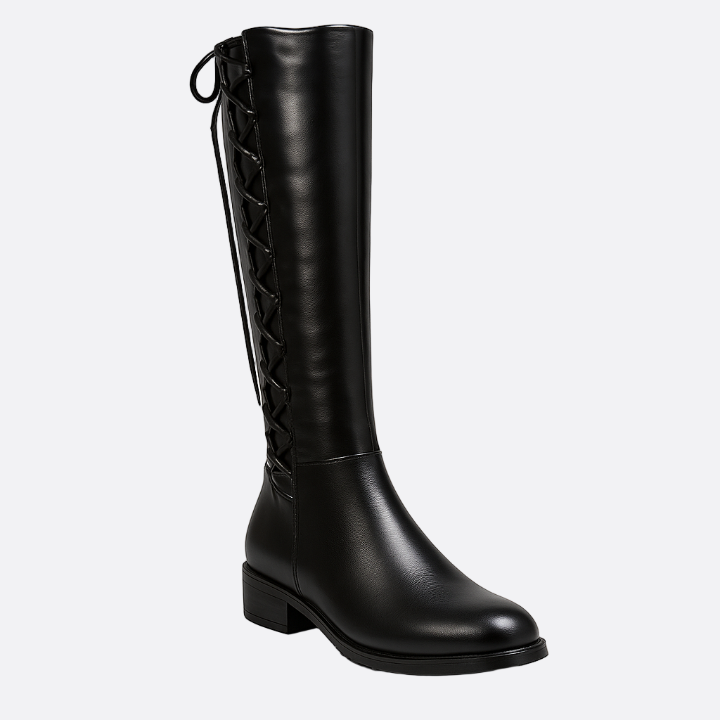 Damen - Schnürstiefel - Kniehohe - Flacher Stil - Bequeme und modische Stiefel für jeden Anlass