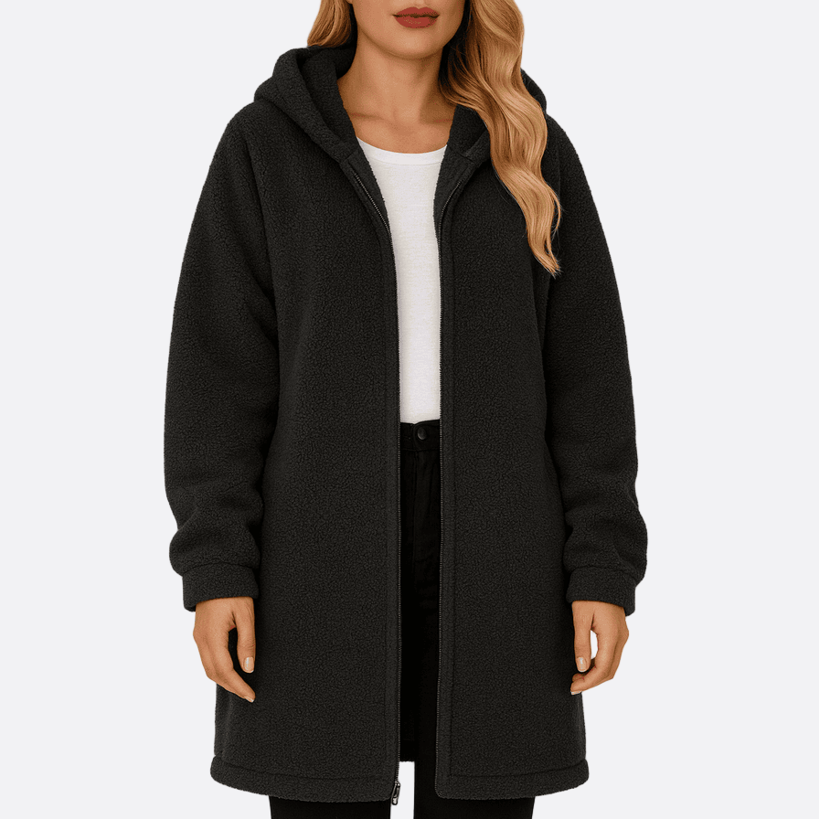 Damen - Plüsch Kapuzenjacke - Übergroße Schnitt - Bequeme und Kuschelige Mode für Jeden Tag