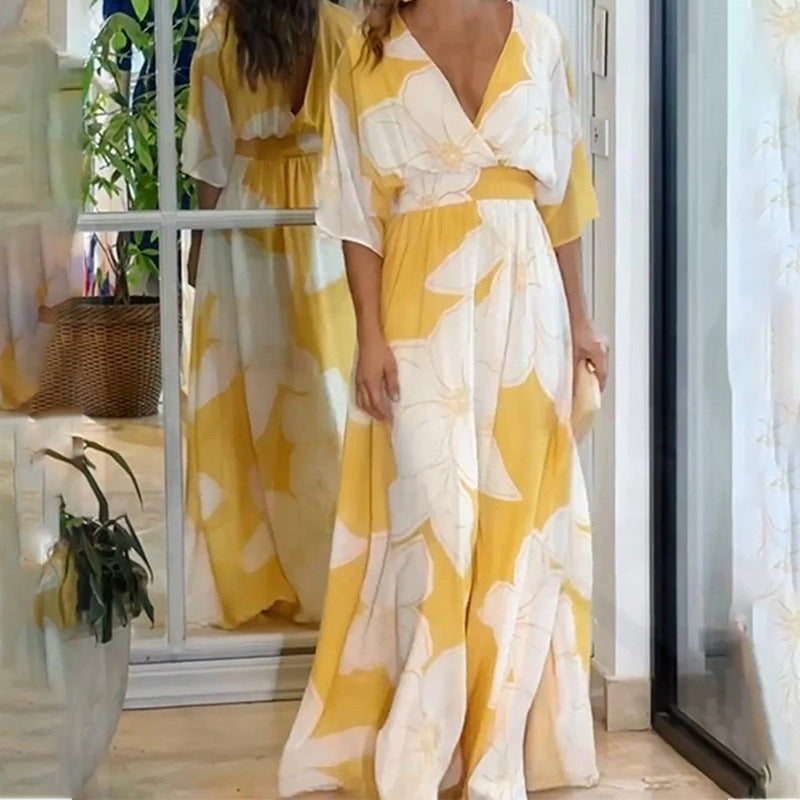 Damen - Floral Harmony Kleid - Hochwertiger Stoff - Elegantes Design - Perfekt für jeden Anlass