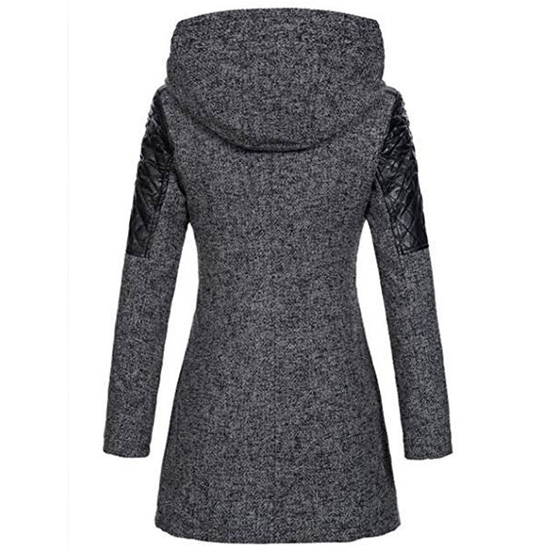 Damen - Asymmetrischer Mantel - Reißverschluss und Steppeinsätzen - Stilvoll und modern