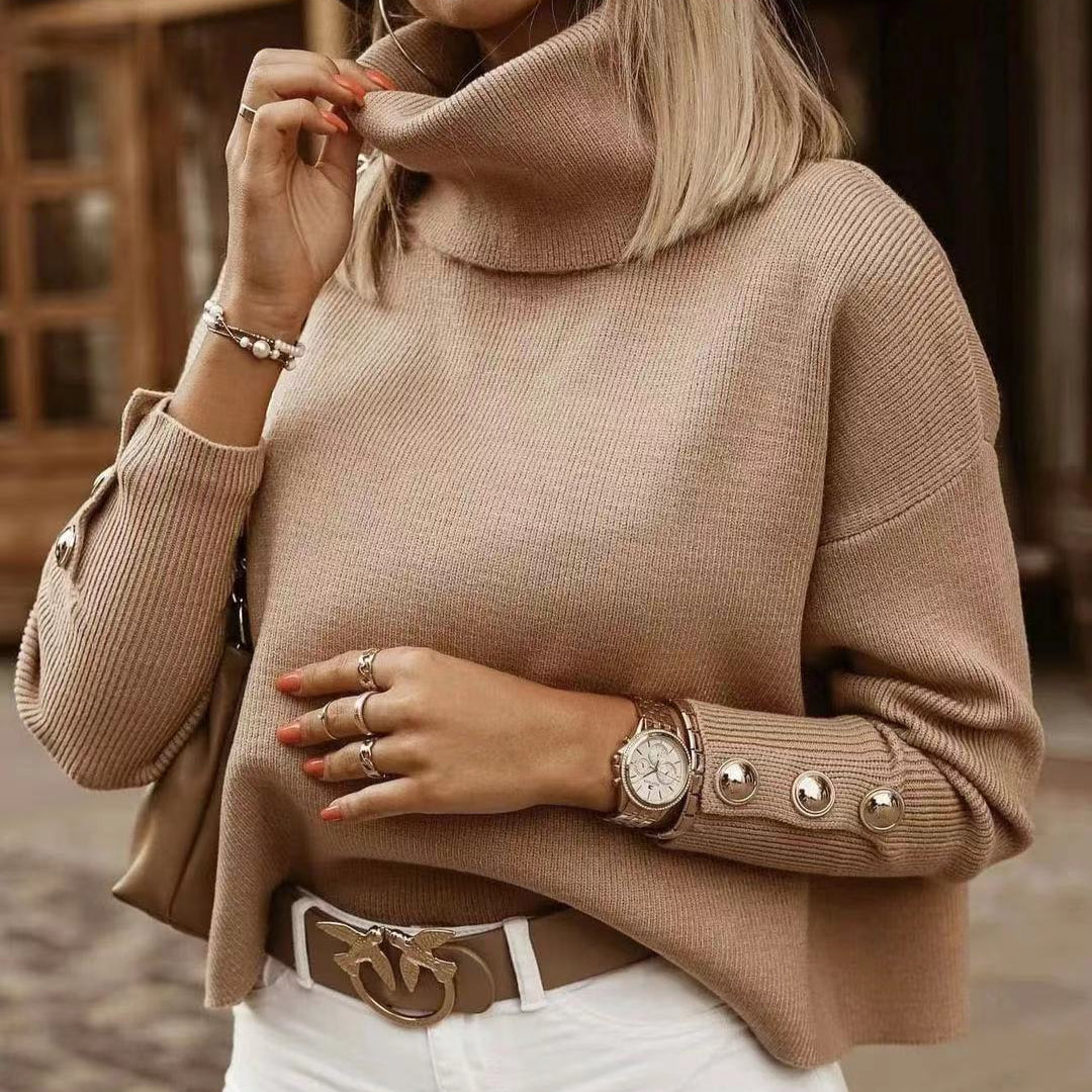 Damen - Rollkragenpullover - Lockerer Passform - Feinstrick aus Wolle für stilvolle Eleganz