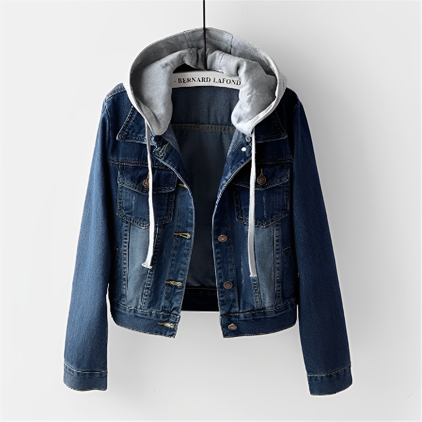 Adah - Lange Jeansjacke mit abnehmbarer Kapuze