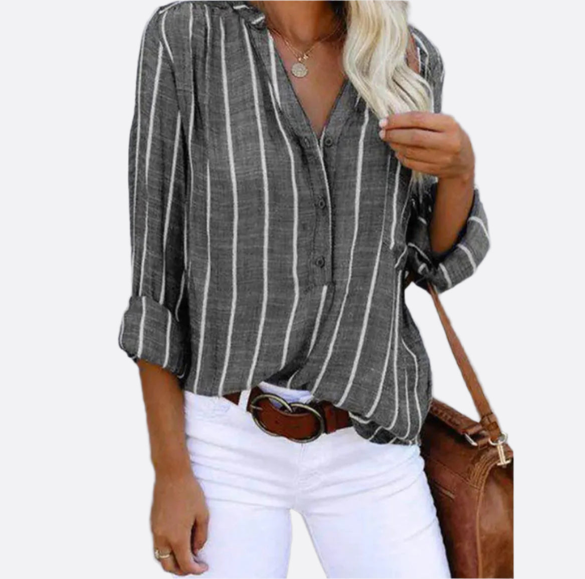 Damen - Elegante Streifenbluse - Leichtes Gewebe - Stylisches Top für jeden Anlass