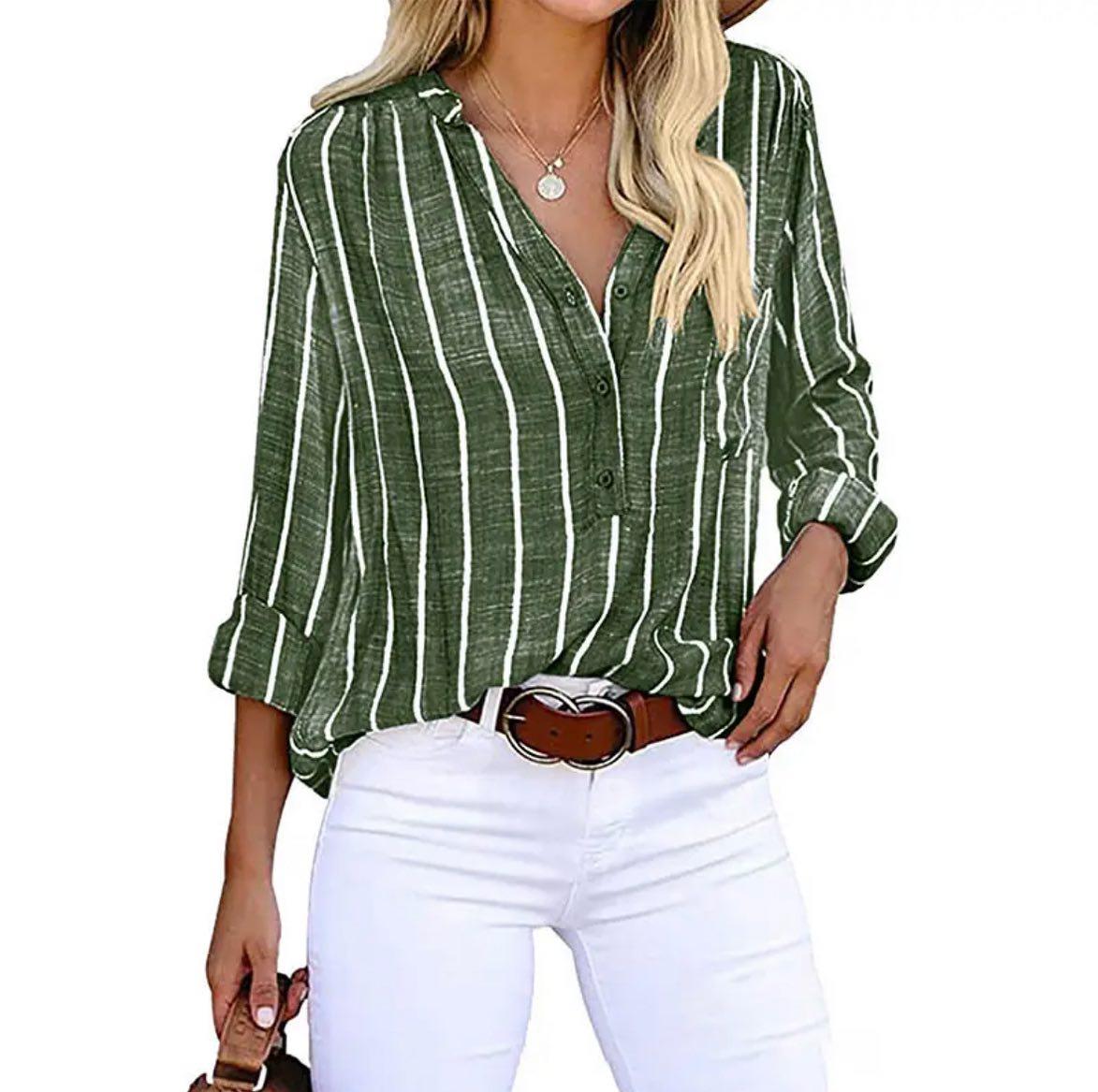 Damen - Elegante Streifenbluse - Leichtes Gewebe - Stylisches Top für jeden Anlass