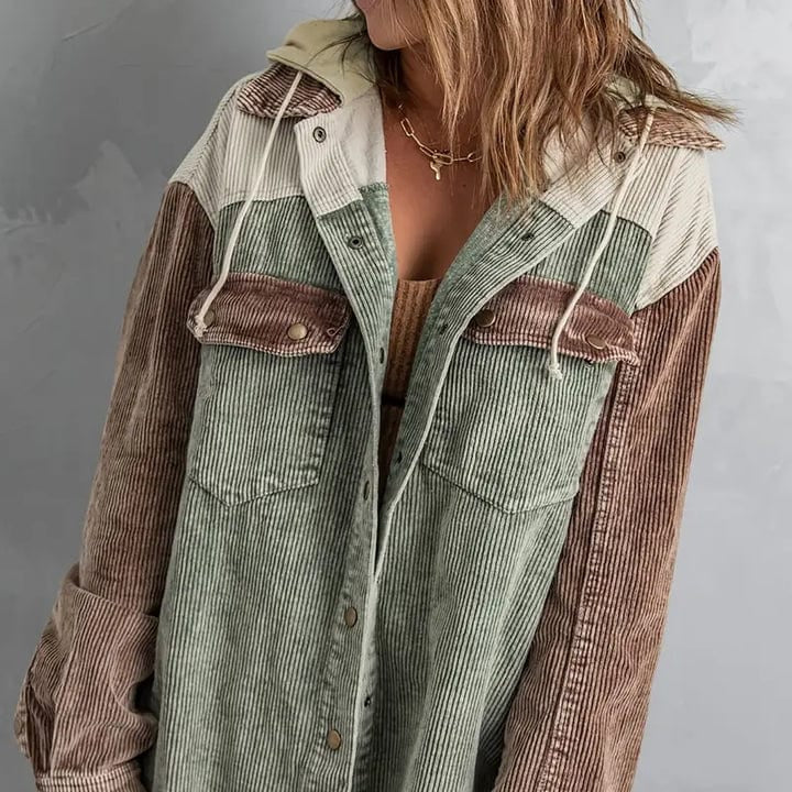 Damen - Schmale Passform Jacke - Kapuze und Knopfleiste - Bequem und Stilvoll für den Alltag