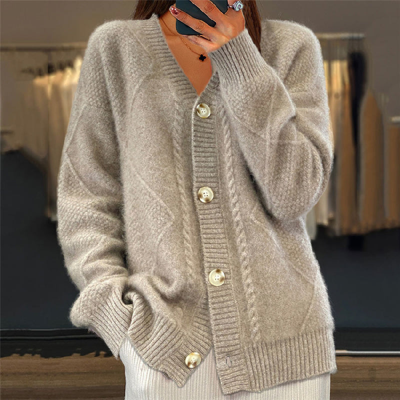Damen - Strickjacke mit langen Ärmeln - Knopfleiste - Bequeme und stilvolle Strickmode