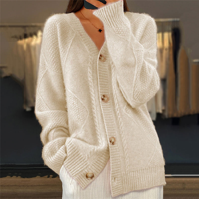 Damen - Strickjacke mit langen Ärmeln - Knopfleiste - Bequeme und stilvolle Strickmode