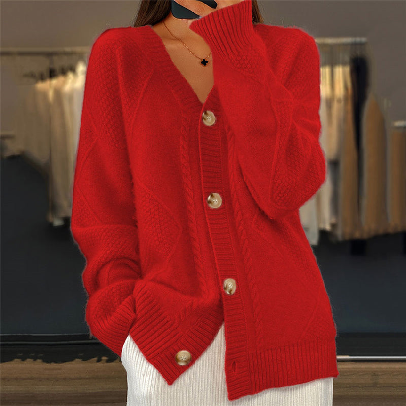 Damen - Strickjacke mit langen Ärmeln - Knopfleiste - Bequeme und stilvolle Strickmode