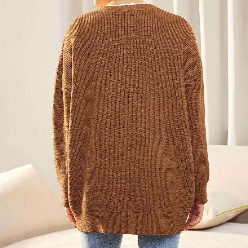 Damen - Gemütliche Strickjacke - Übergröße - Weicher Rippenstrick für perfekten Komfort