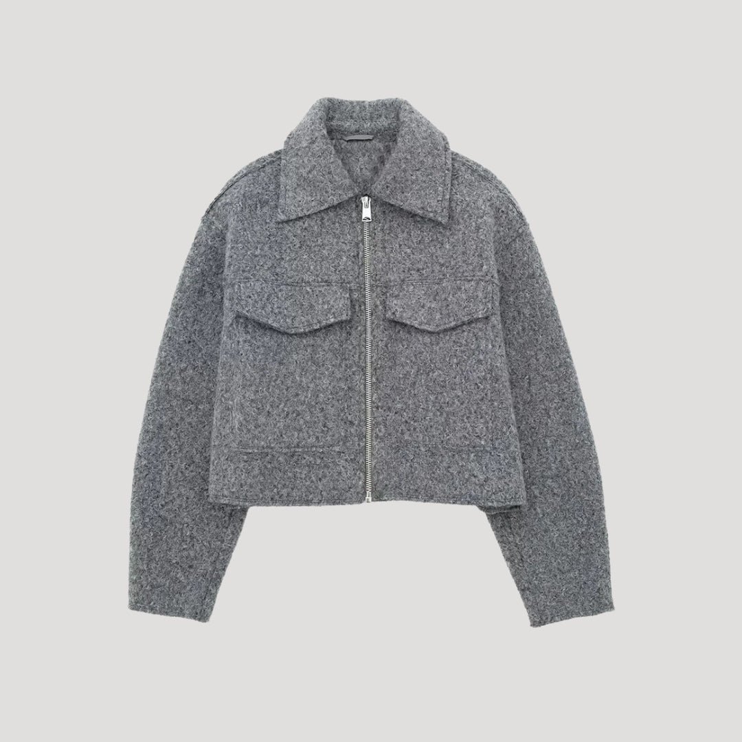 Damen - Strukturierte Kurzjacke - Wolle Design - Modischer Begleiter für jede Gelegenheit