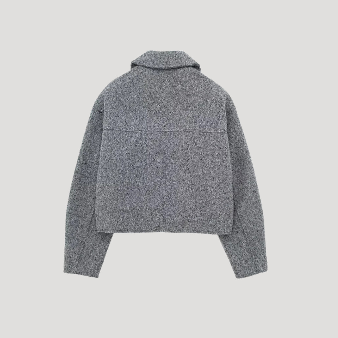 Damen - Strukturierte Kurzjacke - Wolle Design - Modischer Begleiter für jede Gelegenheit
