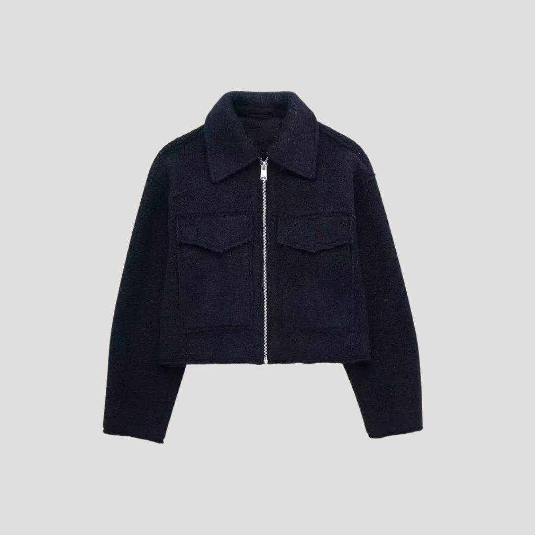 Damen - Strukturierte Kurzjacke - Wolle Design - Modischer Begleiter für jede Gelegenheit