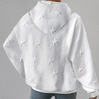 Damen - Weißer Langarm Strick Hoodie - Bequemes Material - Modischer Freizeitlook