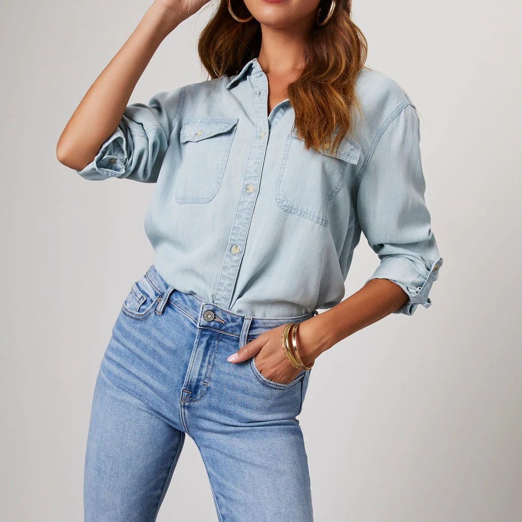 Damen - Denim Hemd - Langärmeliges - Bequemer Relaxed Fit - Stilvolles und Vielseitiges Oberteil