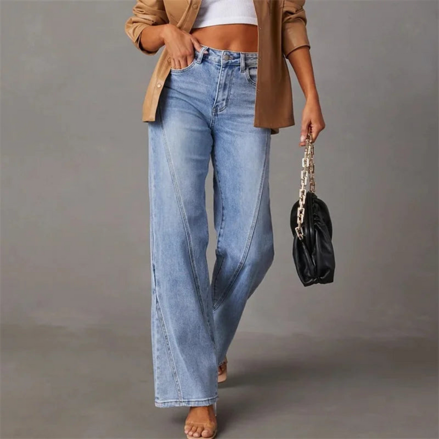 Damen - Hohe Taille Jeans - Denim - Weit geschnittene, stylische & bequeme Passform für jeden Anlass