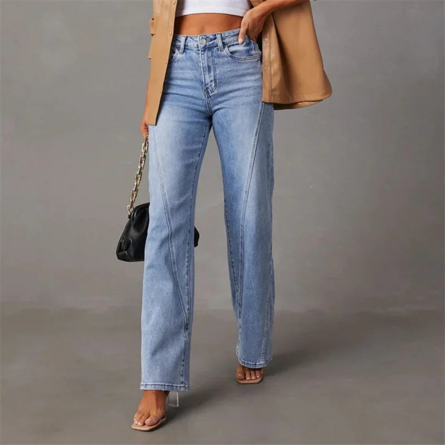 Damen - Hohe Taille Jeans - Denim - Weit geschnittene, stylische & bequeme Passform für jeden Anlass